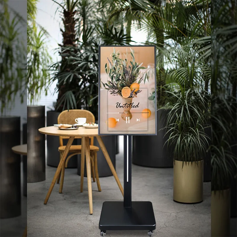 Lcd  Display Touch Screen Indoor Android Advertising Digital Signage Portable Mobile Floor Standing Smart Screen