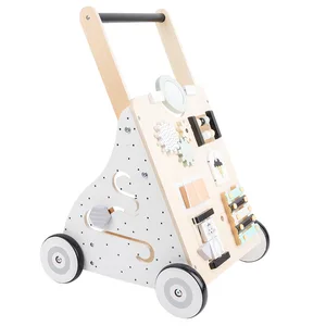 Best-selling Wooden Multi-functional Anti-rollover Baby Walker with Wheels Andadores Para Bebés Toys for Kids Toddler Boys Girls