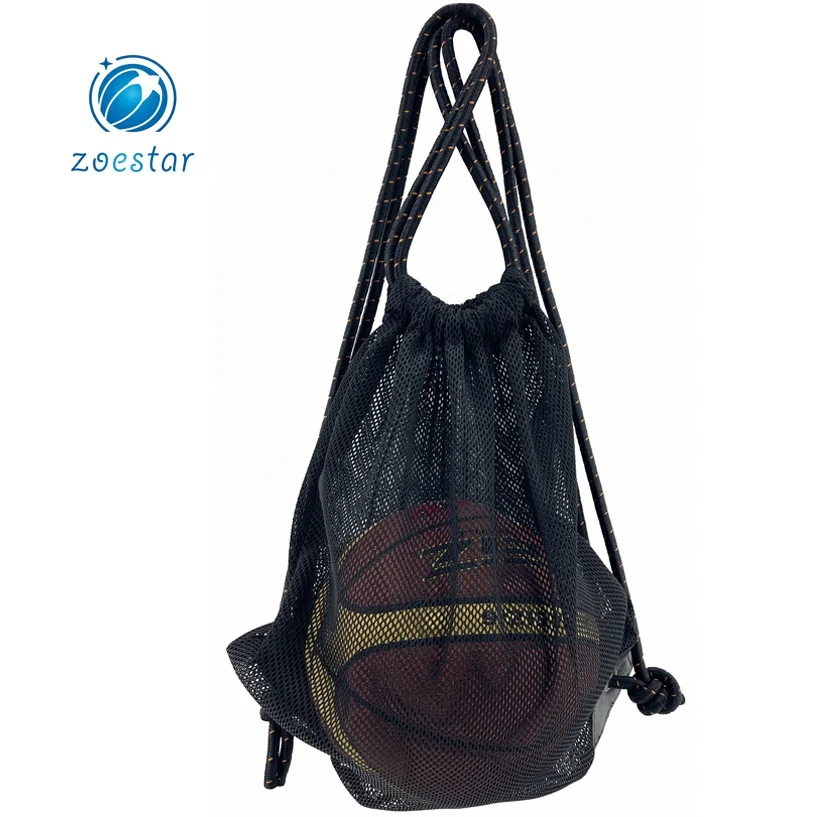 High Quality Large Capacity Sport Equipment Nylon Mesh Drawstring Basketball Backpack Storage Bag factory