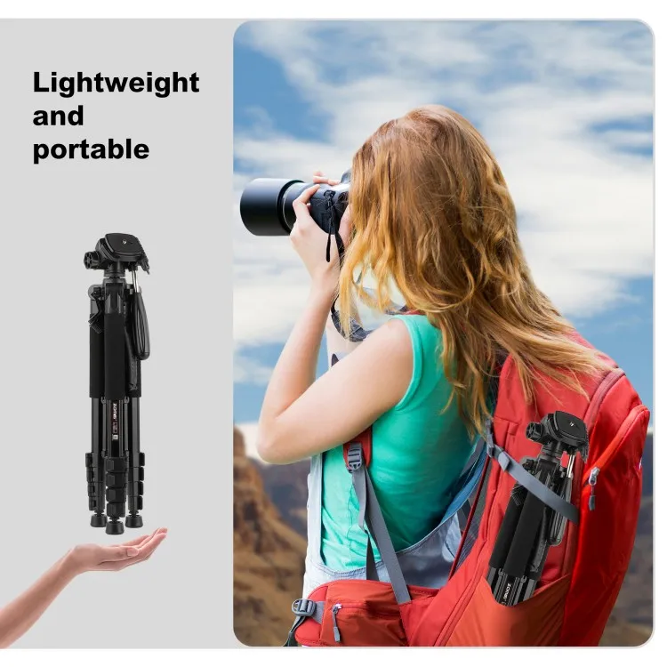 Zomei Q188 Aluminum Professional DSLR Camera Tripod 5-Section Flip Lock Waterproof Shockproof 5KG Load Capacity Portable Bubble