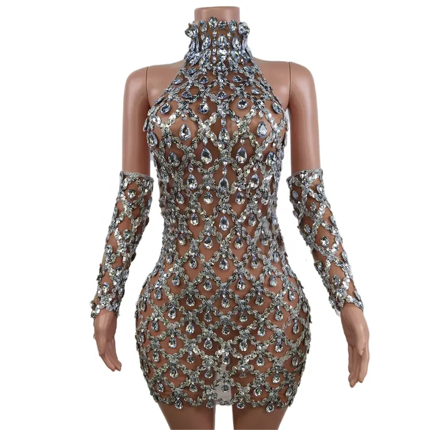Luxury See through Crystal Sequin Bride Wedding Guest Dress Luxury See through Crystal Sequin Bride Wedding Guest Dress