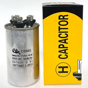 17+4uf 17+5 20+3 20+4  450V AC 50/60Hz CBB65 capacitor  de arranque de bomba de agua 250vac 50/60hz 25/70/21 adjustable