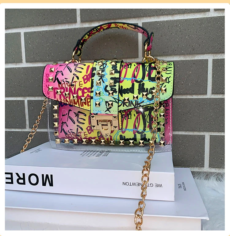 trendy bag famous brand crossbody purses and handbags luxury women graffiti jelly hand bags