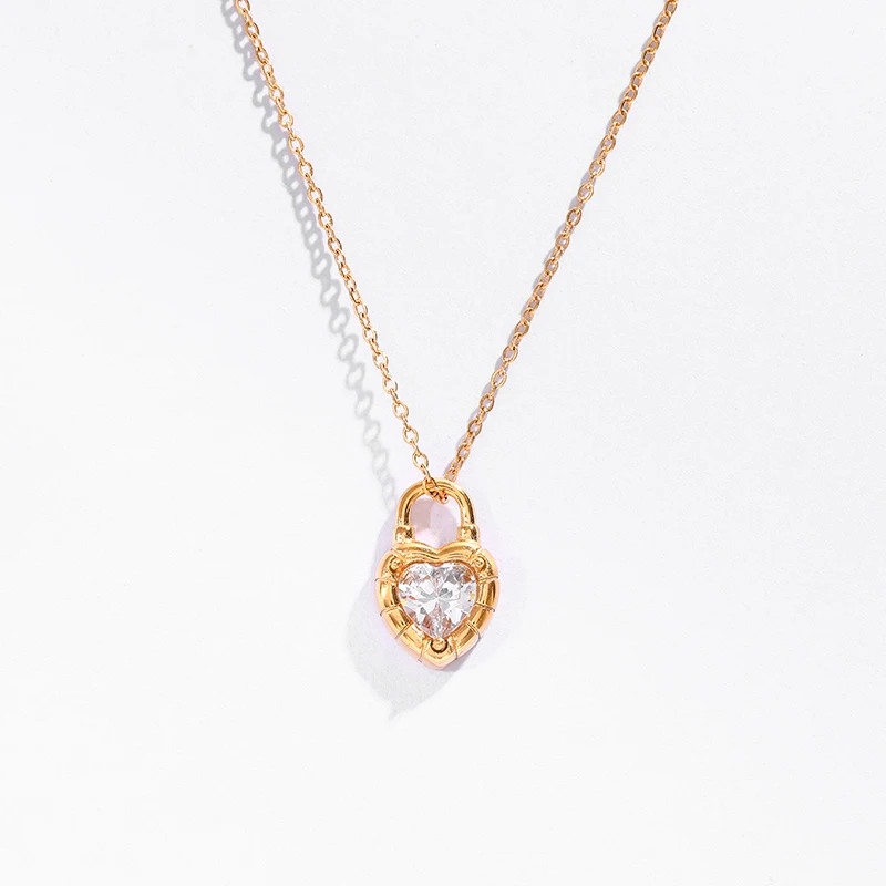 Joolim High End 18k Pvd Gold Plated Stainless Steel Diamond Heart Lock