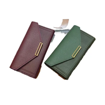 Wholesale Simple Three-Fold Korean Women's Long Fringe Wallet Canvas Lining Money Clip Card Bag Coin Purse Hot Selling Lady's