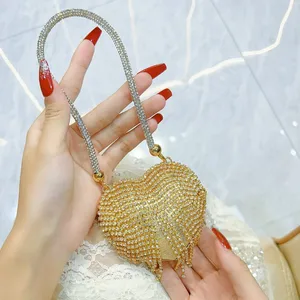 New Mini Change Bag for Women Diamond Heart-shaped Dinner Bag Light Luxury Mini Crossbody Bag