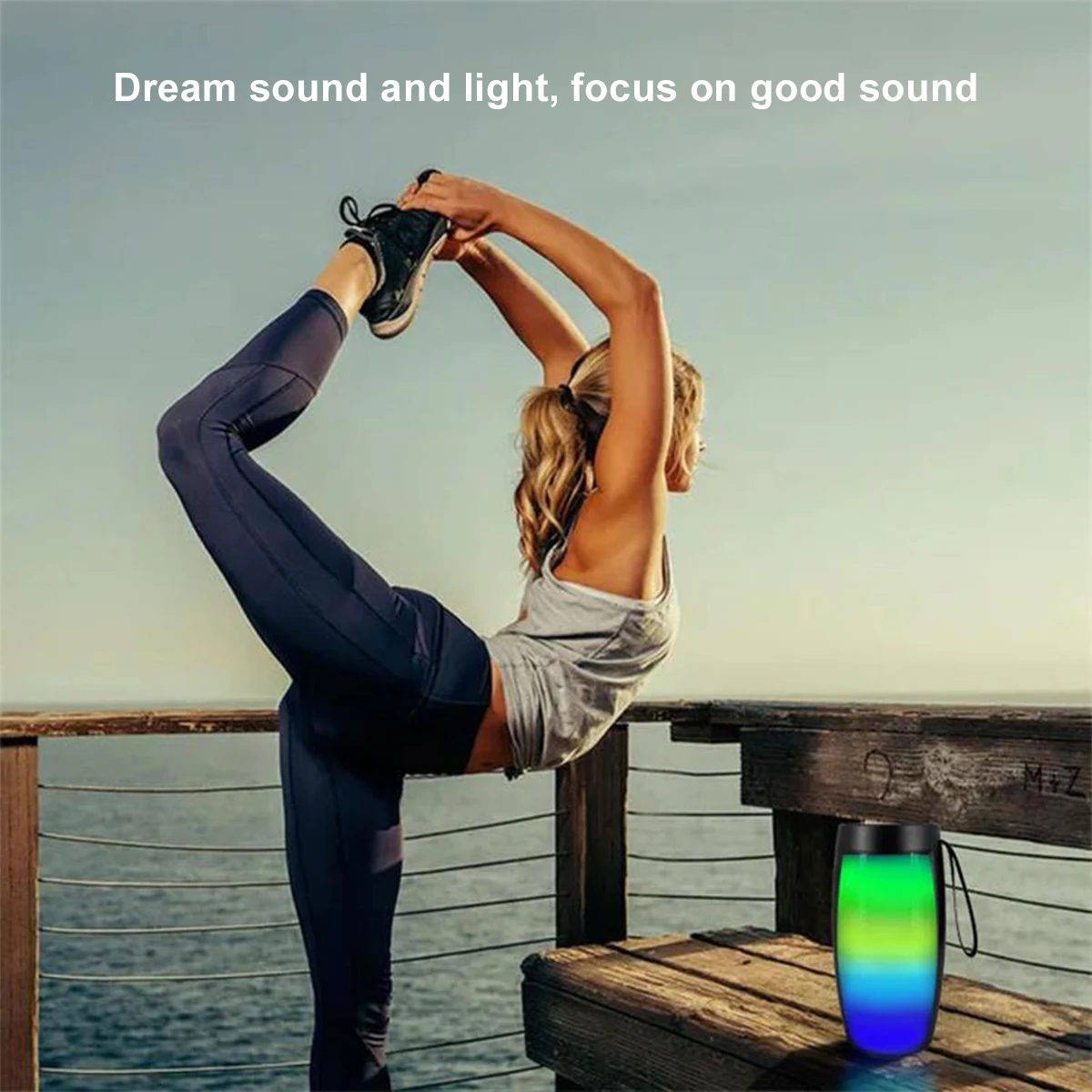 LED Light Portable Bluetooth Speaker Wireless Bass Column Waterproof Outdoor USB Speakers Support AUX TF Subwoofer