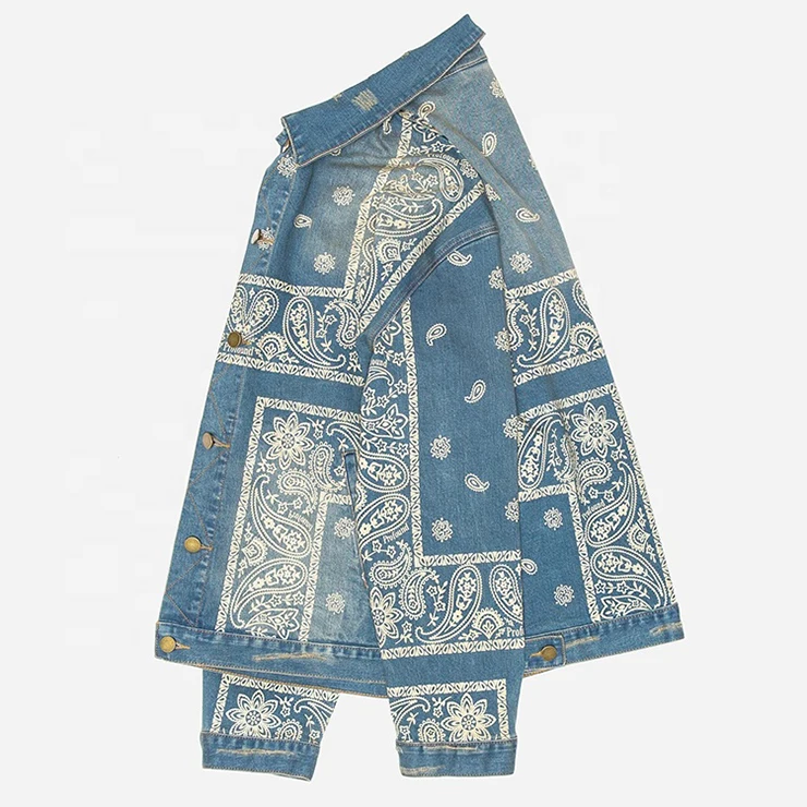 Hip Hop Streetwear Jackets Cowboy Clothing Custom Sandwashed Denim