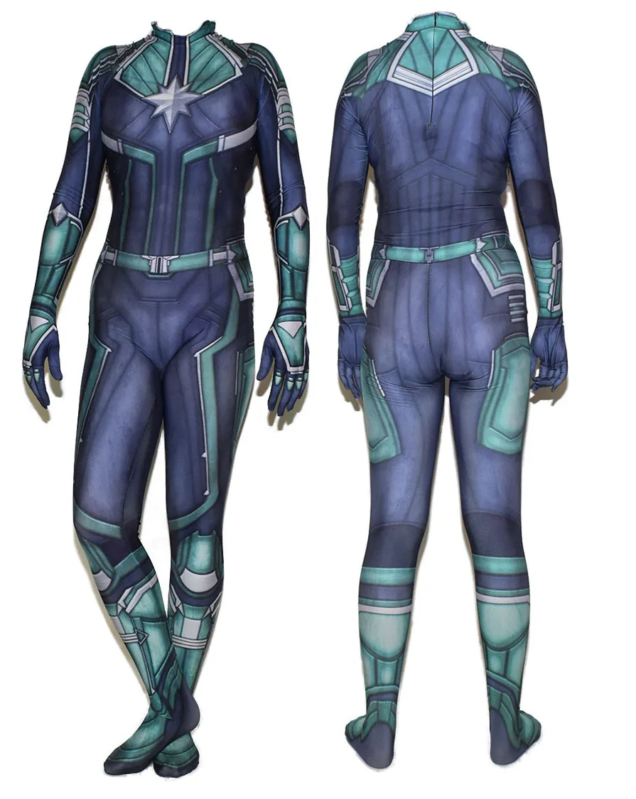 Movie Captain Marvel Halloween Superhero Cosplay Costume Sexy Jumpsuit for  Female Girl