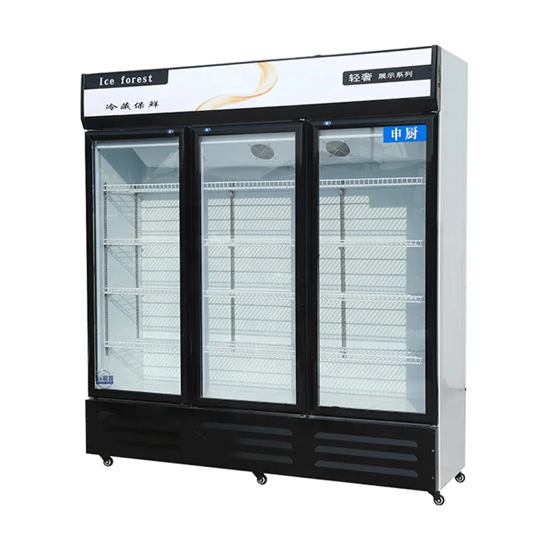 Commercial Pepsi Refrigerator Single/Double/Three Glass Sliding Door Finishing Flawless  Fridge for Supermarket