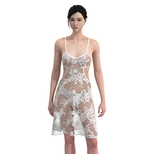 Women's Winter Breathable Quick Dry Lace Nightdress Backless Sheer Sleepwear with Knee-Length Lingerie ODM Supply