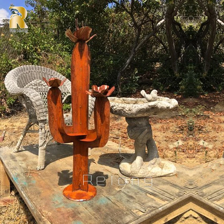 Groe abstrakte moderne Garten-Kaktus-Skulptur aus Cortenstahl fr den  Auenbereich