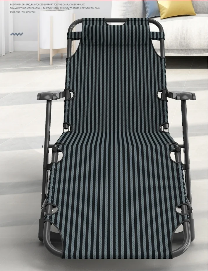 Adjustable Folding Steel Oxford Cloth Lounge Chair Dualpurpose Chair Foldable Bed With Soft