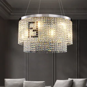 Hot Selling Pendant Rectangular Round Water Drop Gold Ceiling Luxury Crystal Chandelier for Living Room
