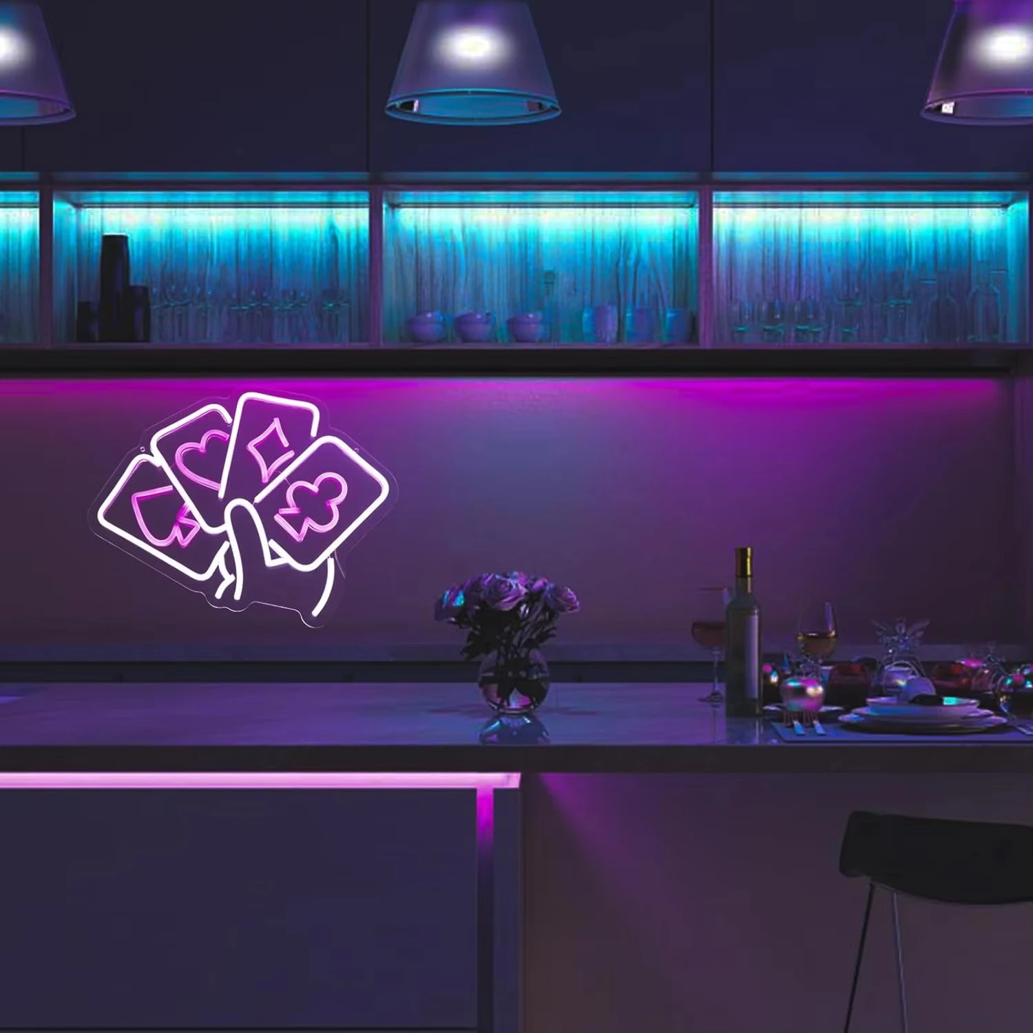 Oem Service Custom Shop Business Logo Poker Neon Sign Poker Series Led Neon Light Advertising Neon Sign for Shop Decoration