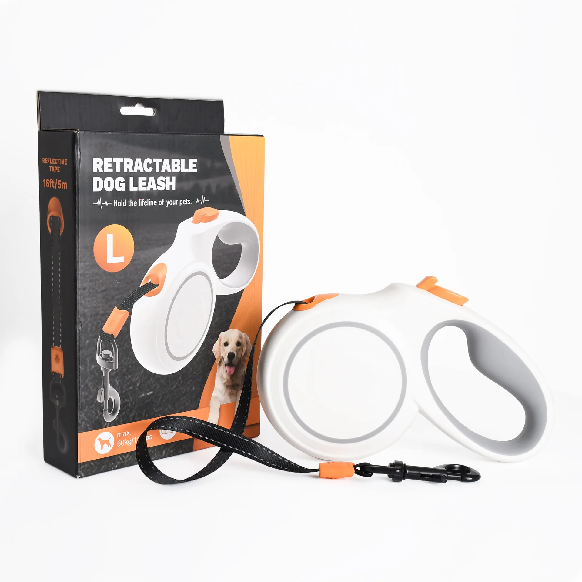 Kingtale Retractable Dog Leash for Dogs 360° Tangle-Free & Anti-Slip Handle | One-Handed Brake Pause Lock Large Breed Heavy