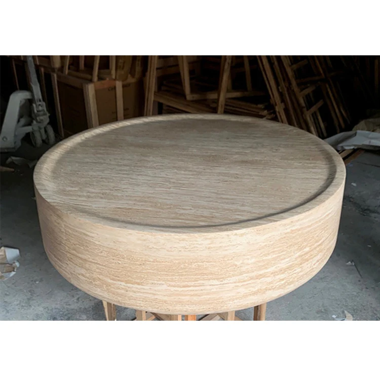 Nordic luxury furniture round coffee tables modern travertine round stone coffee table