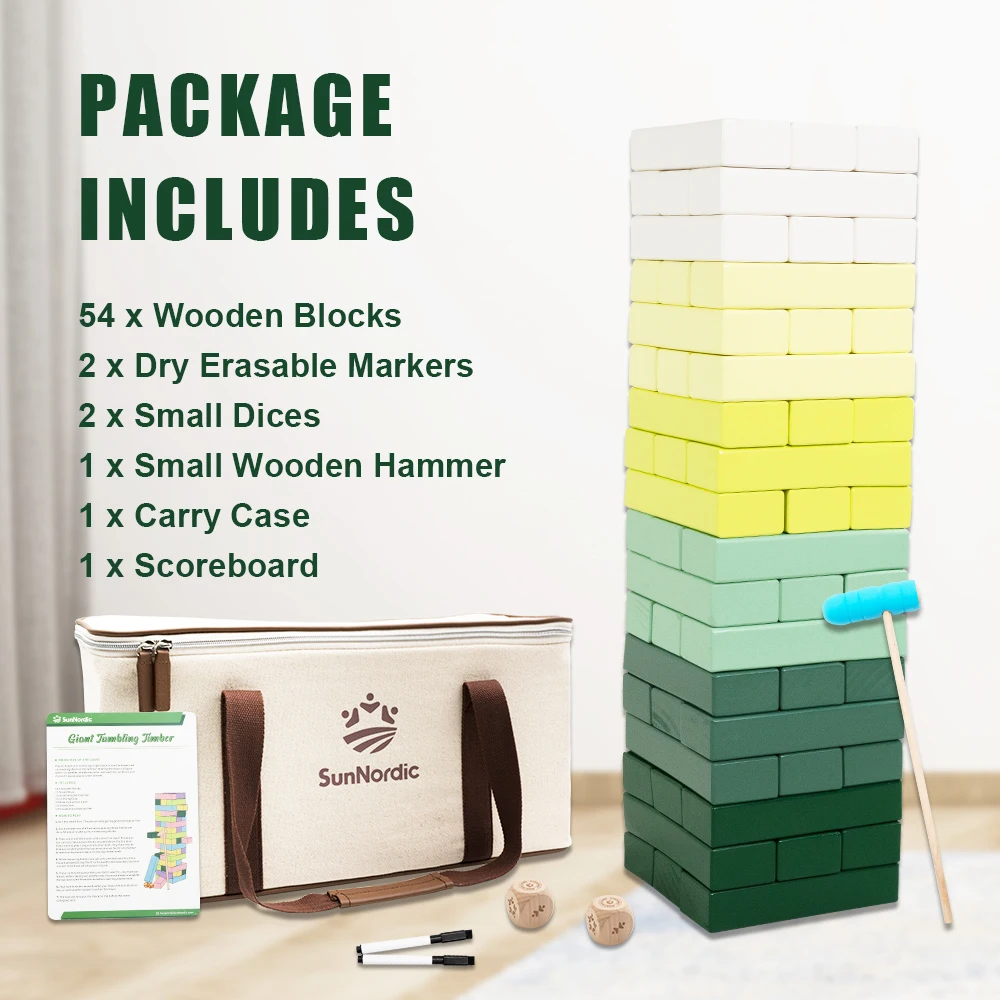 Sunnordic In Stock 5ft Pine Wooden Building Block Set Giant Tumble ...