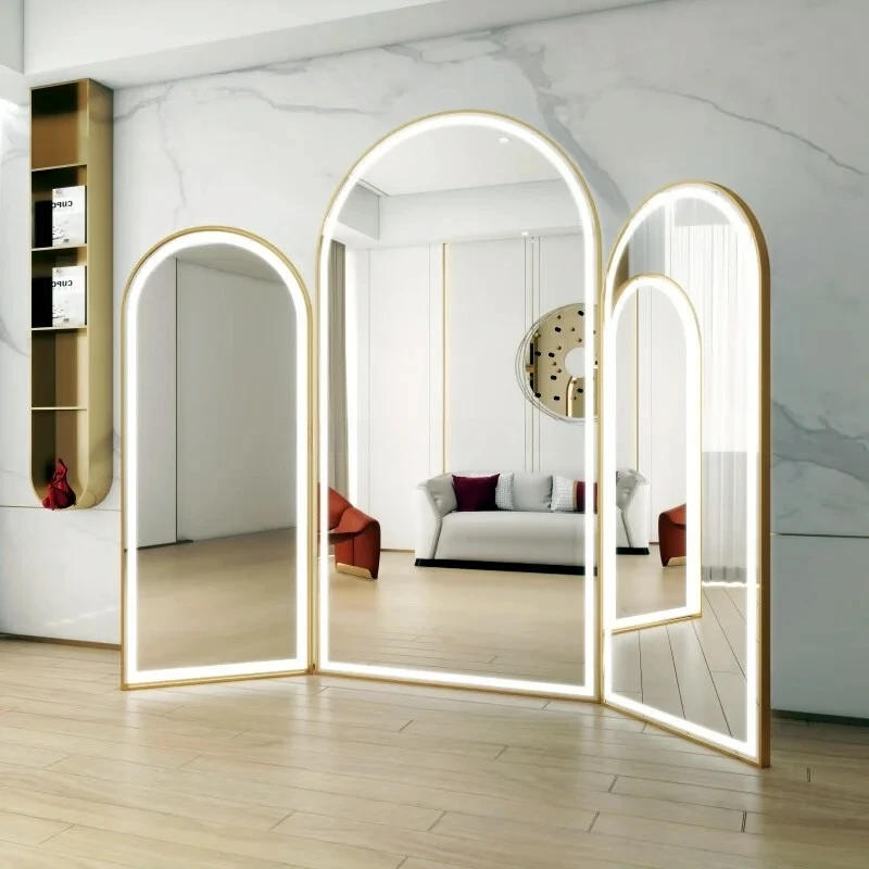 product smart led modern full length wall mirror arch framed anti fog light mirror glass price-5