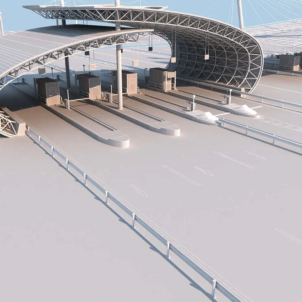 Large Span Prefabricated Steel Structure Construction Steel Space Frame Bolt Ball Joint Toll Station