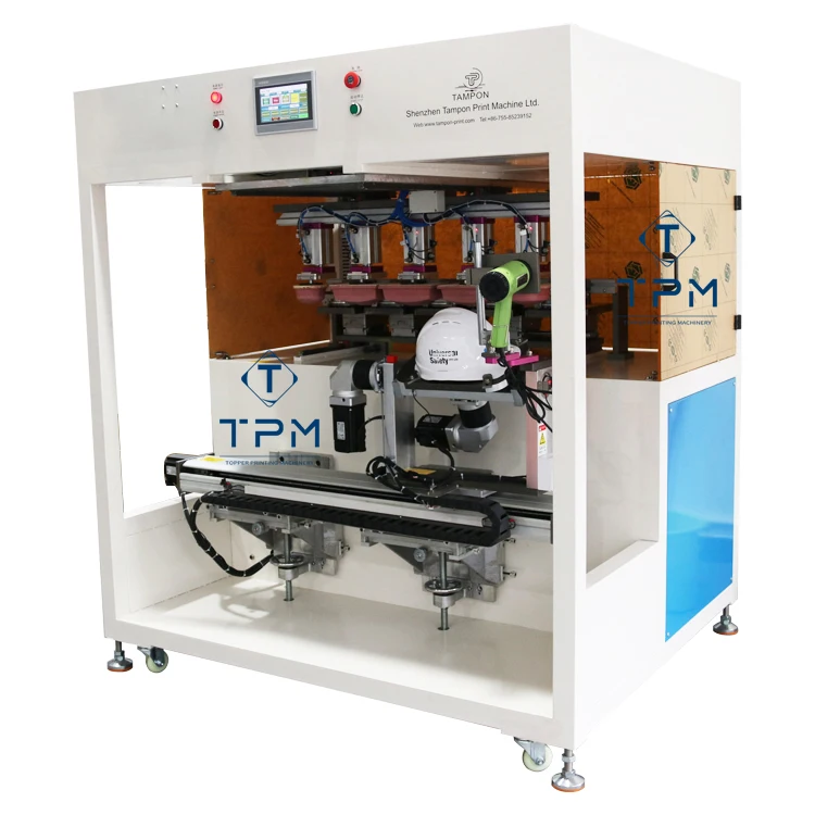 Semi-auto Servo Rotary 5 Colors Hard Hat Safety Helmet Pad Printer Silicone Printing Machine