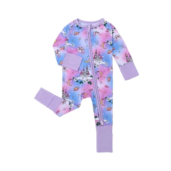 Newborn Baby Infant Organic Bamboo Onesie Rompers Clothes Toddler Printed Unisex Kid Pajamas Clothing