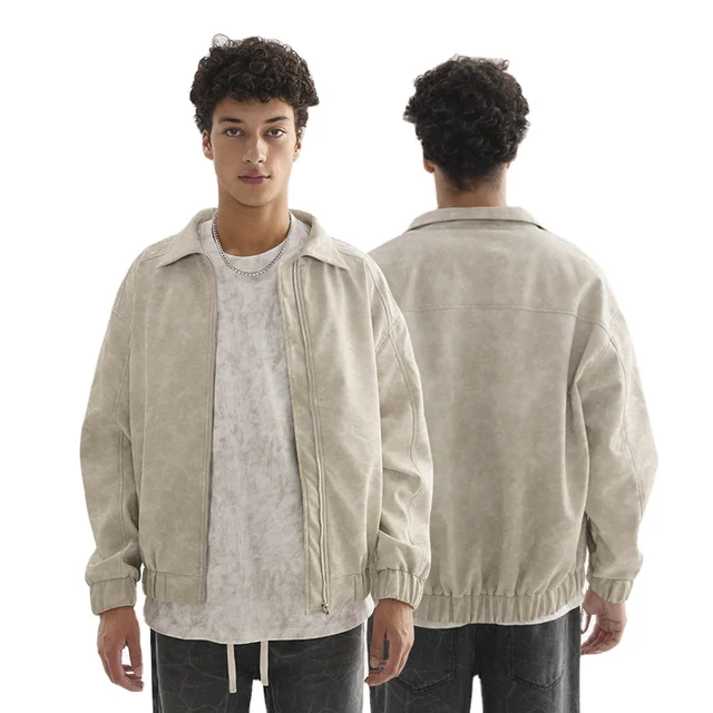 2026 Trendy Brand Men's Jacket High Quality Water Ripple Texture New Style Casual & Formal Knitted Fabric