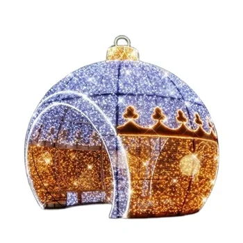 Outdoor Commercial Christmas Street Decoration 3D illuminated Giant Ball Shaped Ornament Arch Motif Lights for shopping malls