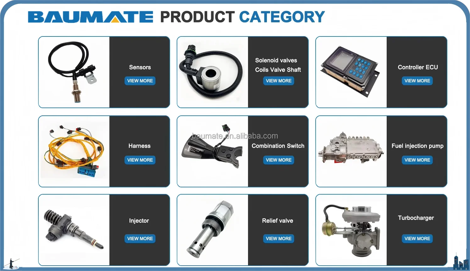 Baumate High Quality Transmission Solenoid Valve 0501313374 for ZF 4WG180 4WG200 Bosch 0260120024 Construction Machinery Parts
