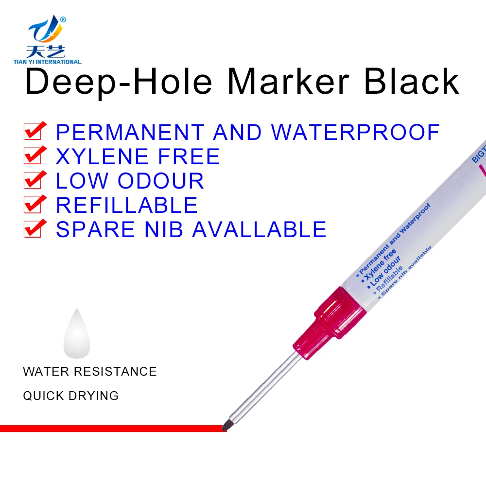 Long Nib Marking Pen Multifunctional Waterproof Deep Hole 30mm Reach Marker  For Woodworkingred