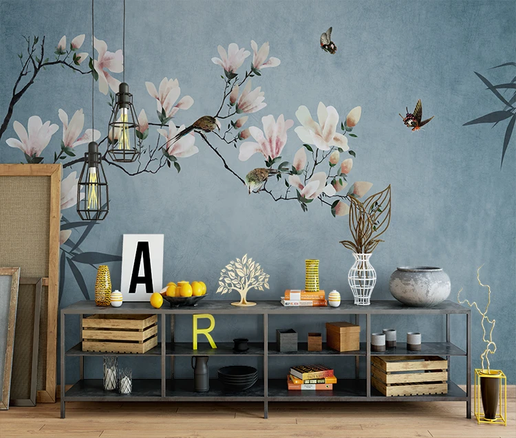 Wholesale Wallpapers For Living Room Wall New Chinese Style Handpainted  Flowers And Birds Beautiful Scenery Wallpaper Murals From malibabacom