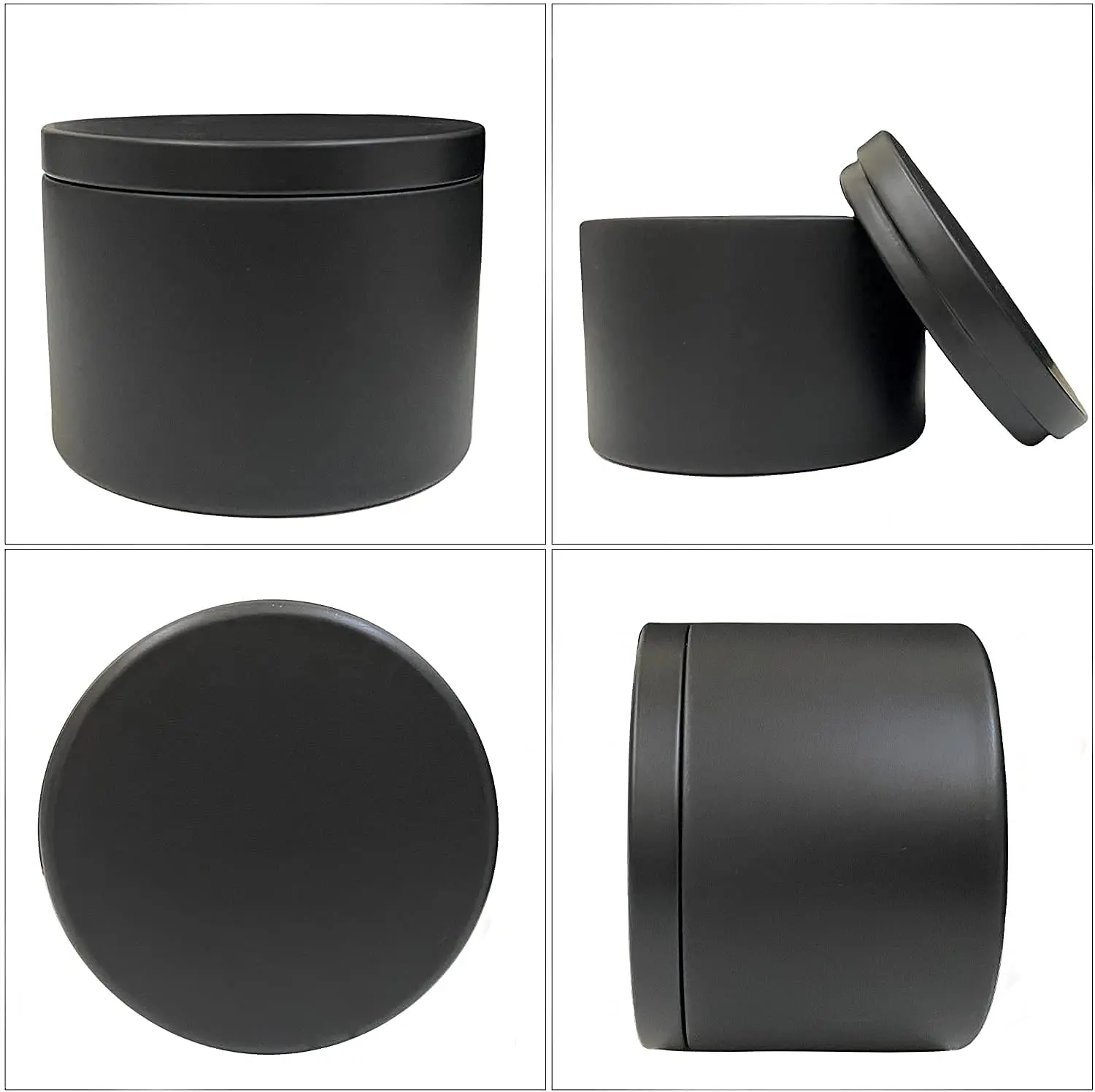 Black White Gold Metal Tin Candle Jar Luxury 8oz Black Seamless Candle