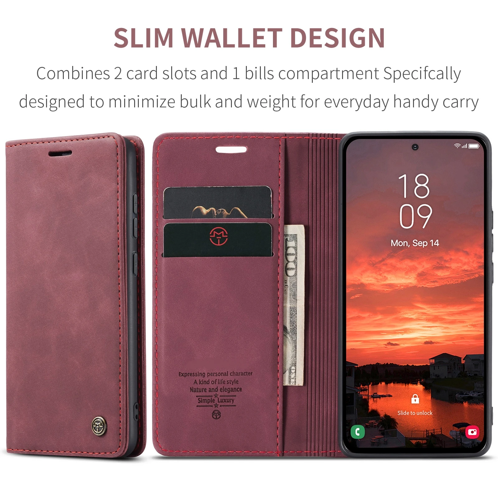 product wallet case for samsung galaxy s25 fe pu leather stand cover with card slots  kickstand-3