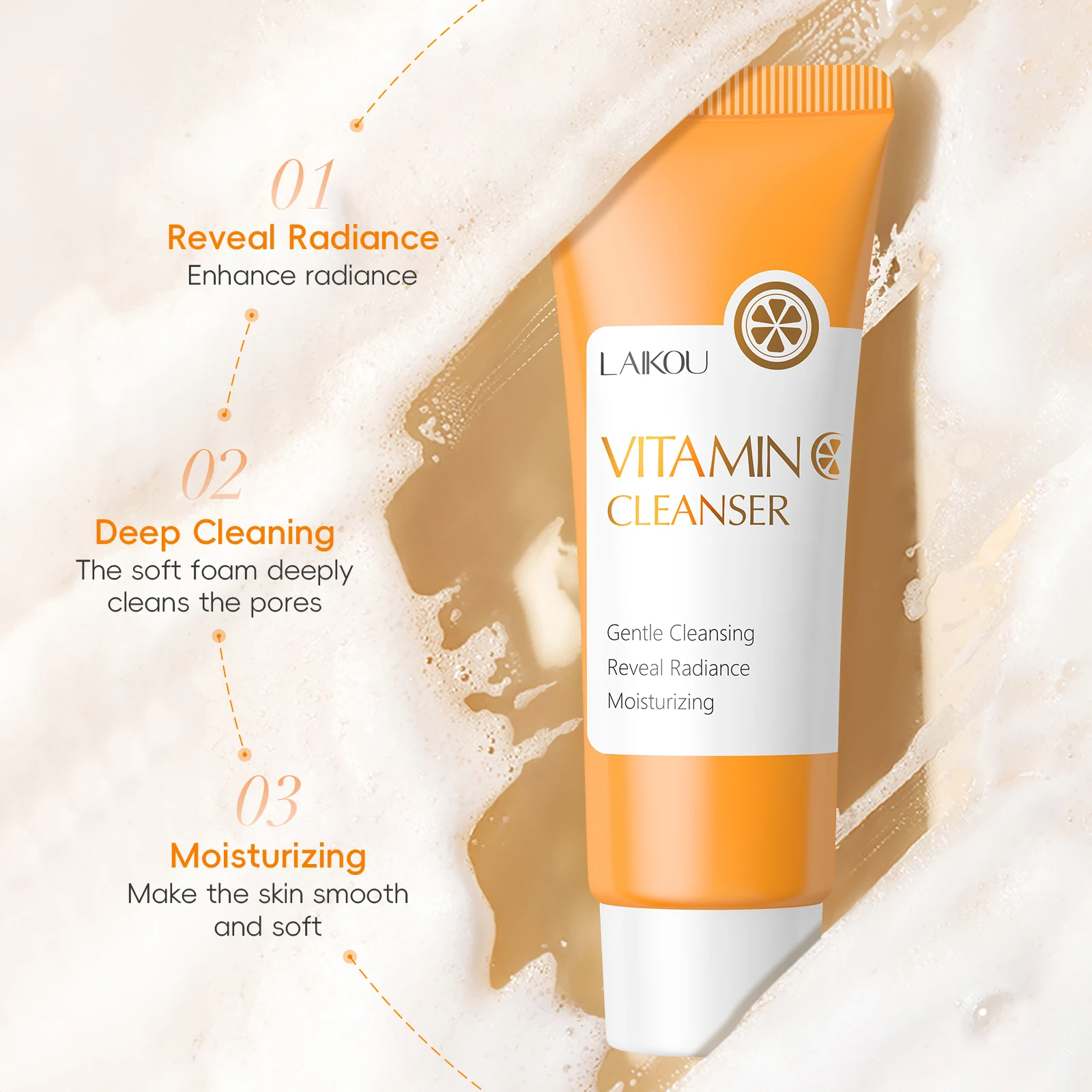 LAIKOU Vitamin C Face Cleanser - Oil Control & Moisturizing