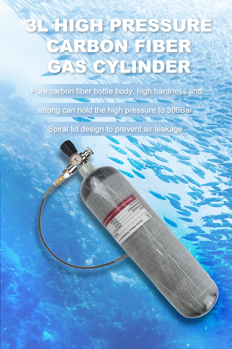 Tuxing 3l High Pressure 300bar Fully Wrapped Composite 4500psi Air Tank With Paintball Valve