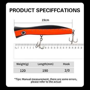 Cheery New OEM Topwater Popper Lure 190mm 120g Saltwater Floating Popper Bait Big Game GT Tuna Sea Fishing Lure Popper – Popper – view 3