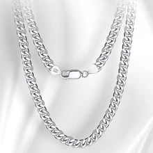 Wholesale NEW HIP HOP 3.6/5/6/7mm Width Diamond Cut Cuban Chain Necklace Sterling Silver 925 Man Jewelry Curb Cuban Link Chains