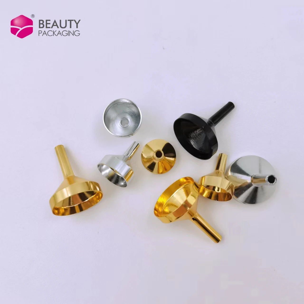 Wholesale in Stock Mini Perfume Refill Gold Silver Black Aluminum Metal Funnel