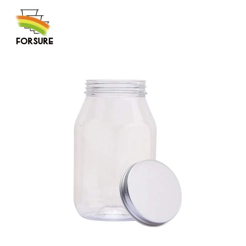 400 ml 530 ml Factory Price Plastic PET Jar With Aluminum Lid and Top Seal Food Grade Transparent Plastic Jar