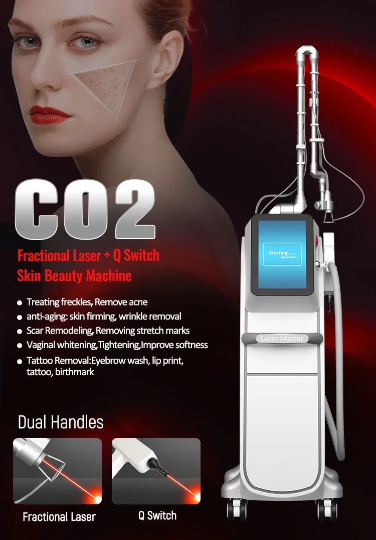 2 in 1 CO2 Fractional Laser+ Q Switch Skin Care Machine for Skin Carbon Peel Professional Fractional Skin Firm