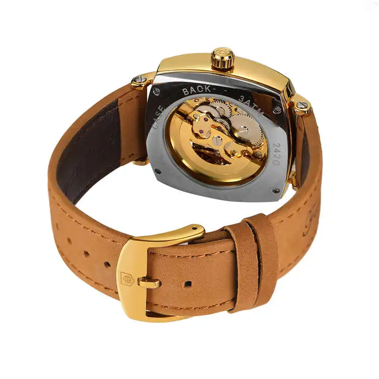 8274 Мужские механические часы из натуральной кожи