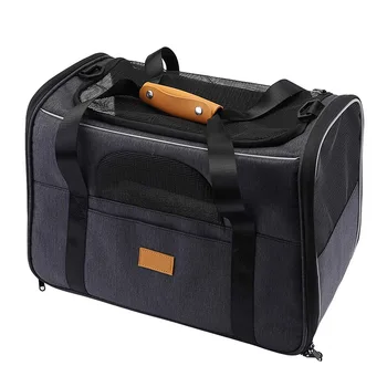 Wholesale Airline Approved Soft Sided Portable Foldable Expandable Pet Carrier Zipper Closure Mesh Tote Bag for Cats and Dogs
