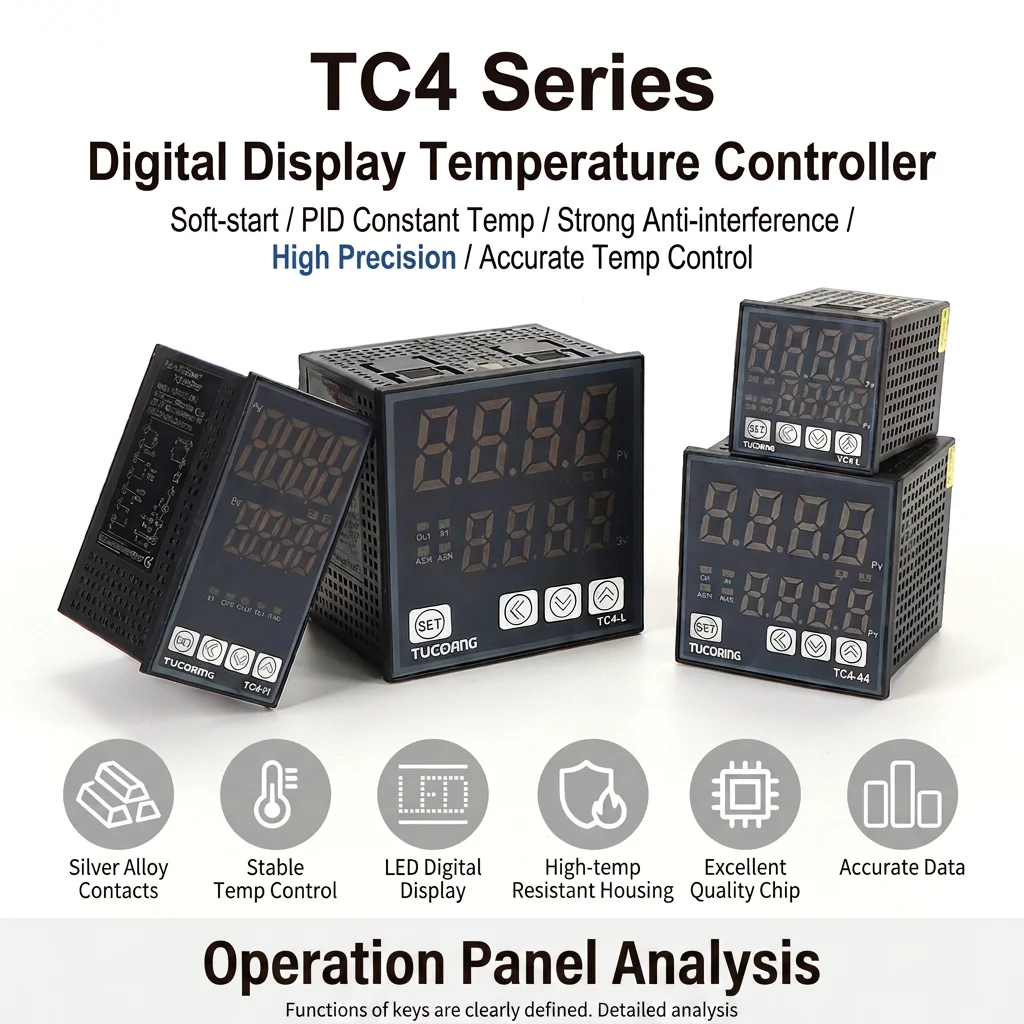 Digital Temperature Controller TC4M PID Thermostat Dual Display PV SV Relay/SSR Output Heating Cooling Temperature Regulator