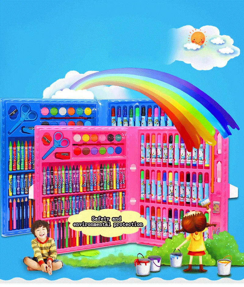 Kid's Art & Drawing kit, 208 PCS Pink Painting Set for Children