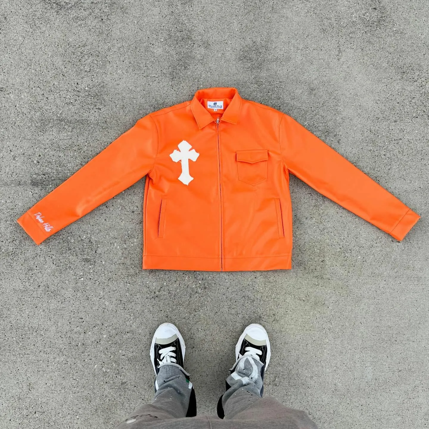 Custom Lapel Latest Design Coats Mens Streetwear Zip up Pu Patches Embroidery Applique Moto Leather Long Sleeve Jackets for Men gallery 10