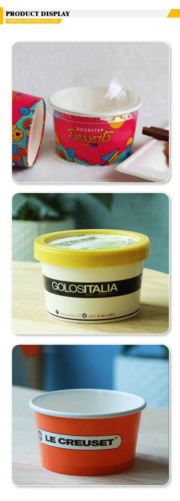 Disposable Paper Ice Cream Cup With Lid Ice Cream Paper Cups 8oz Paper ...