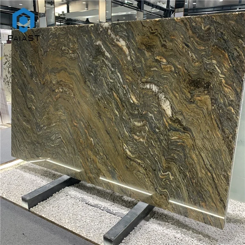 product brazilian natural gold silk quartzite slab exotic stone for countertop and villa decoration-3