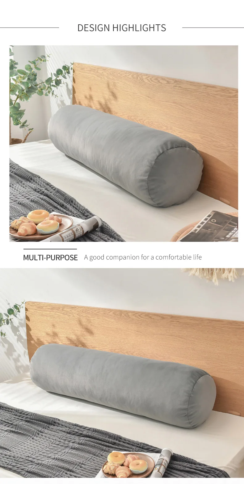 Round Body Pillow Adult Extra Long Throw Pillow Super Soft Large Size