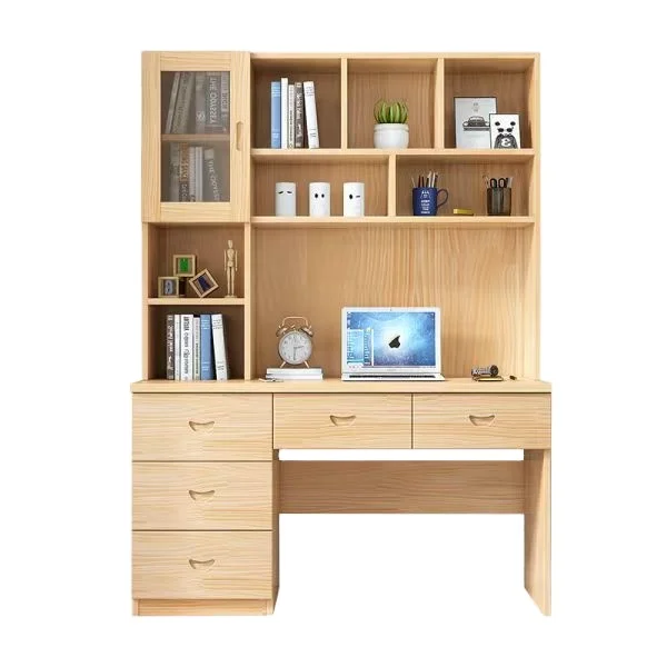 Study Table with Bookshelf Open Wooden Cabinet Bookcase Kids Storage Organizer Bookshelves for Bedroom Living Room