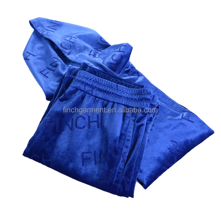 Finch Garment Velour Tracksuit For Men Jogger 2 Piece Set Custom Logo